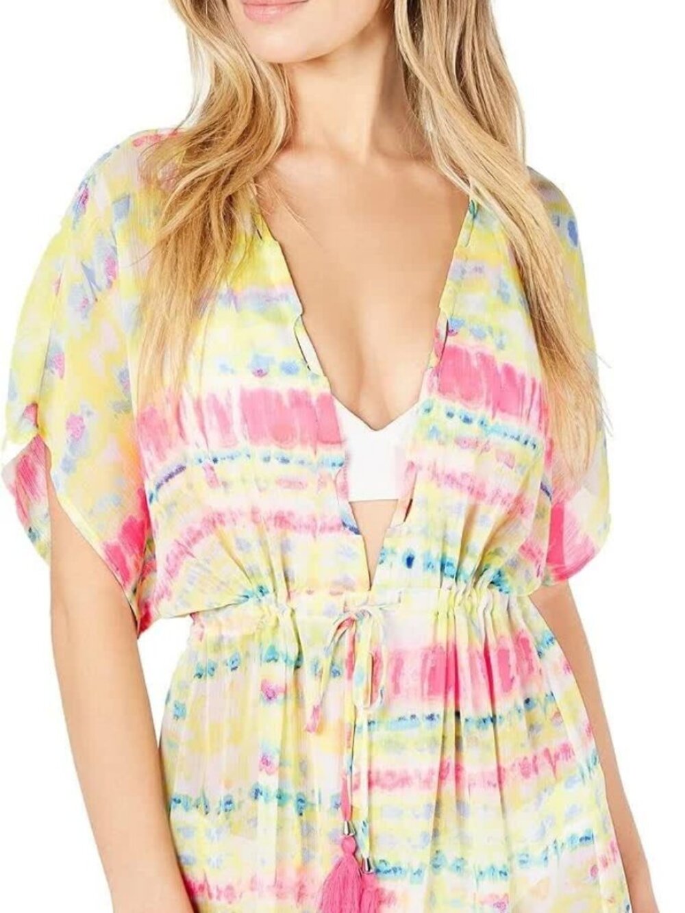Miken Multicolor Juniors' Tie Dyed Kimono Swimsuit Cover Up Size L